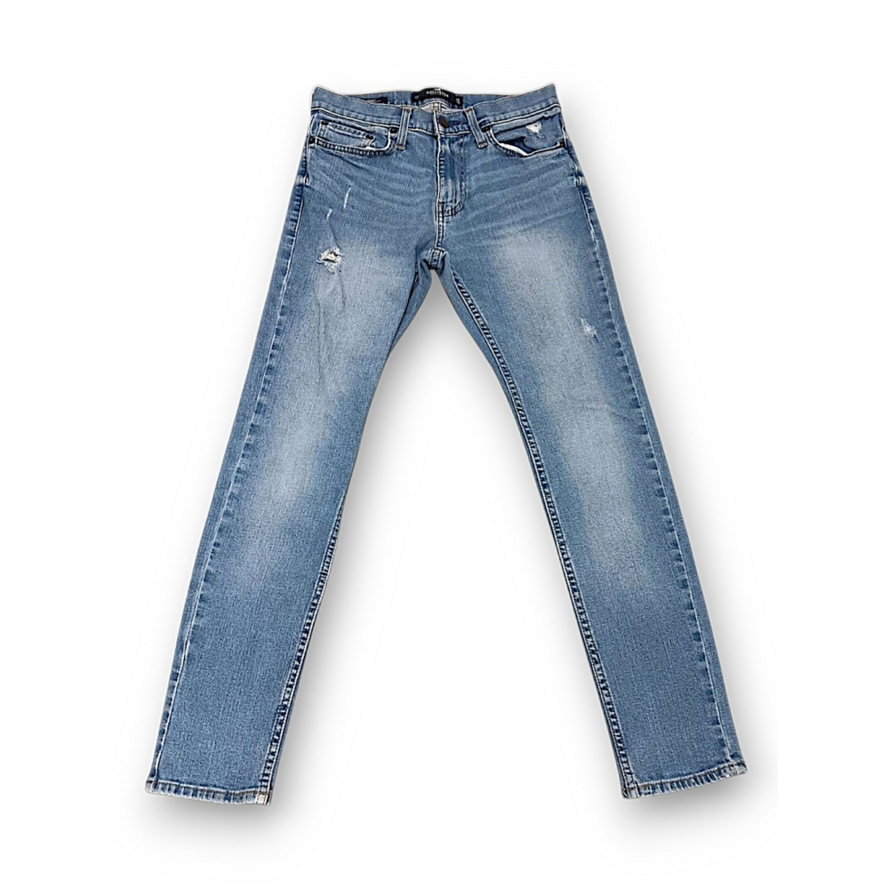 Hollister Mens Size 28Wx30L Skinny Fit Straight Leg Epic Flex Blue Denim Jeans
